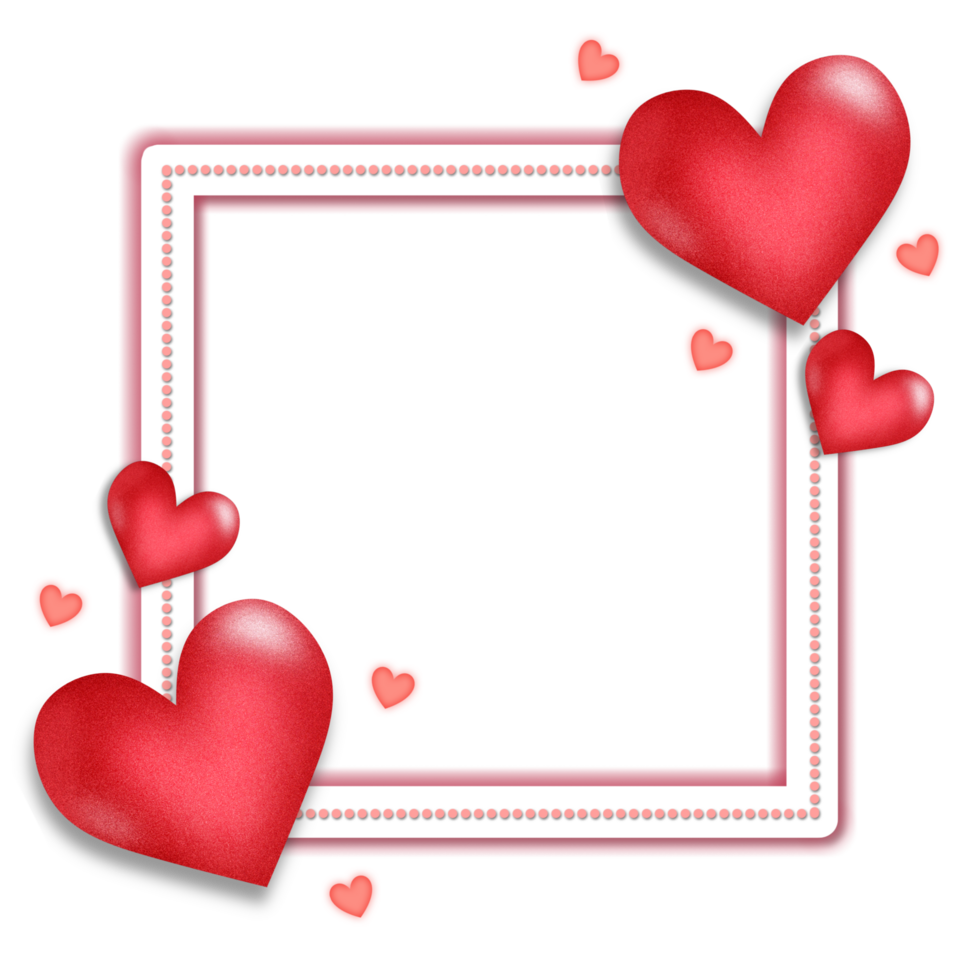 A frame with hearts and a red border png