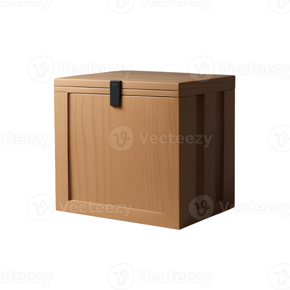 Modern minimalist wooden box isolated on transparent background png