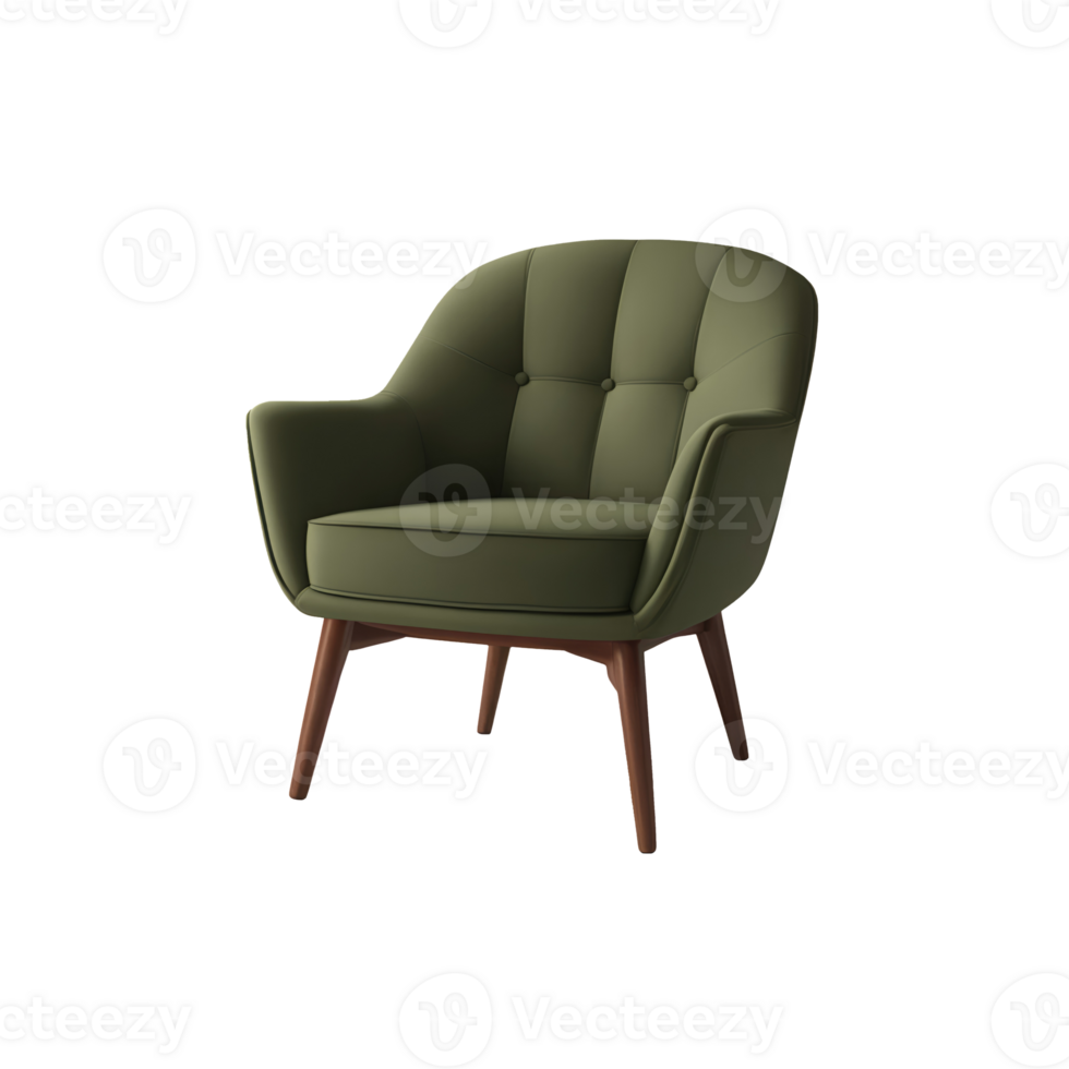 Modern green armchair isolated on transparent background png