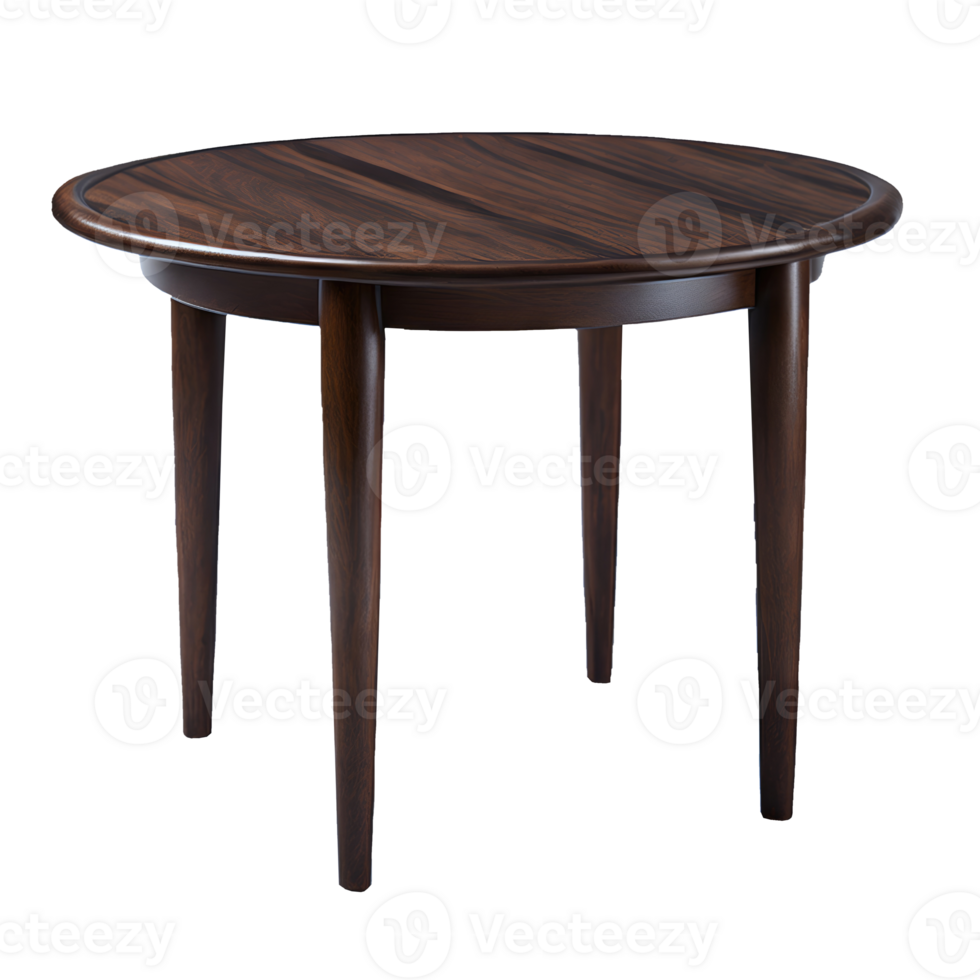Vintage rosewood round coffee table isolated on transparent background png