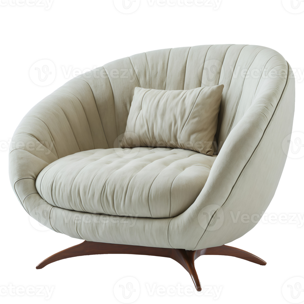 Big comfortable soft arm chair isolated on transparent background png
