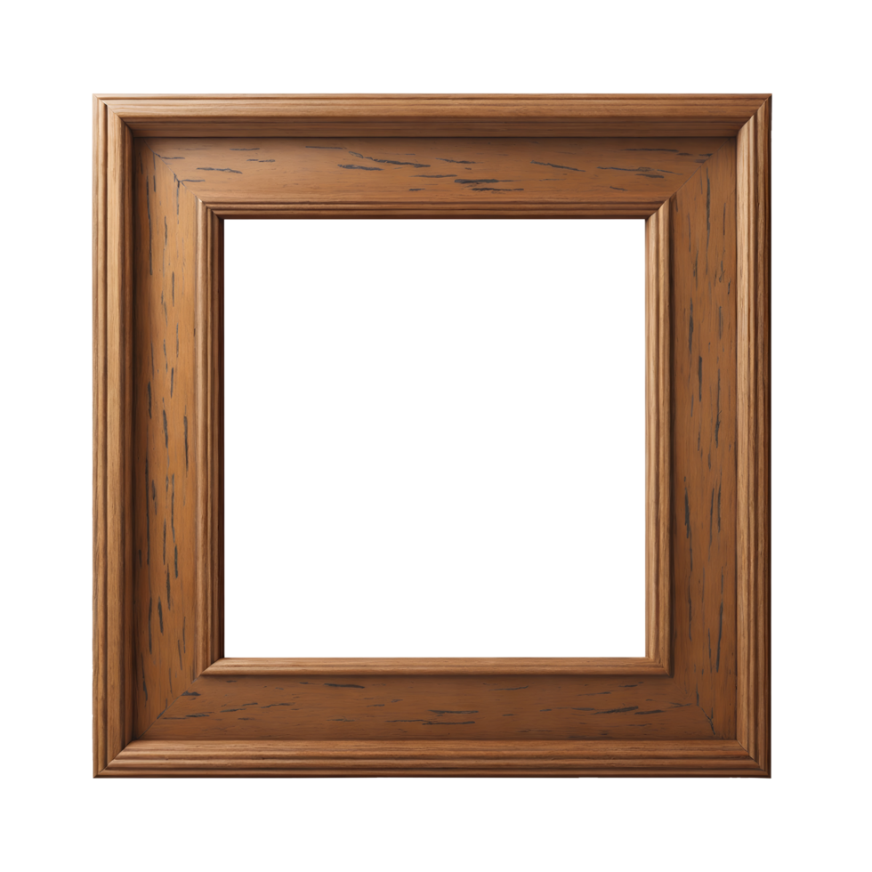 Brown wooden photo frame isolated on transparent background png
