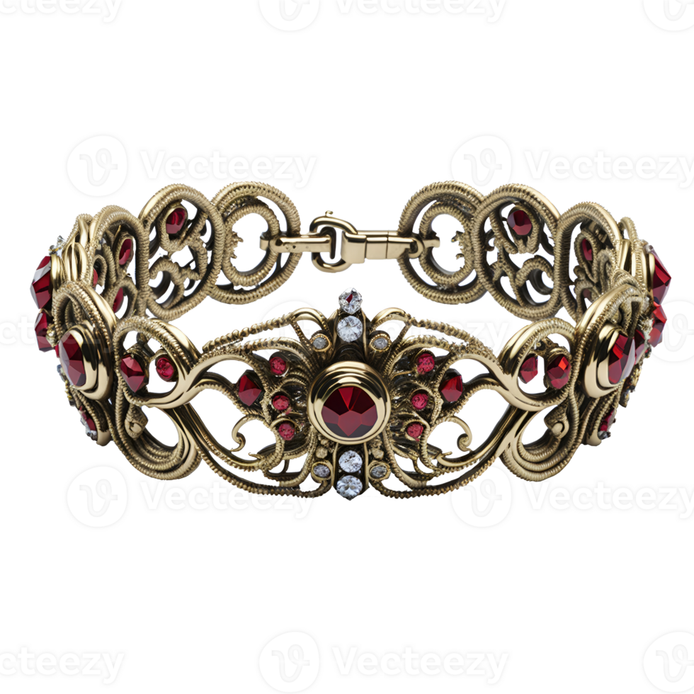 Beautiful bracelet with red stones isolated on transparent background png