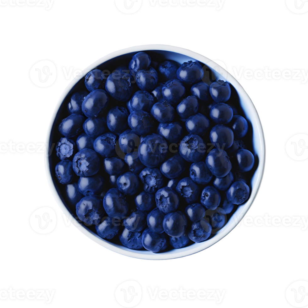 Fresh blueberries in a bowl isolated on transparent background png