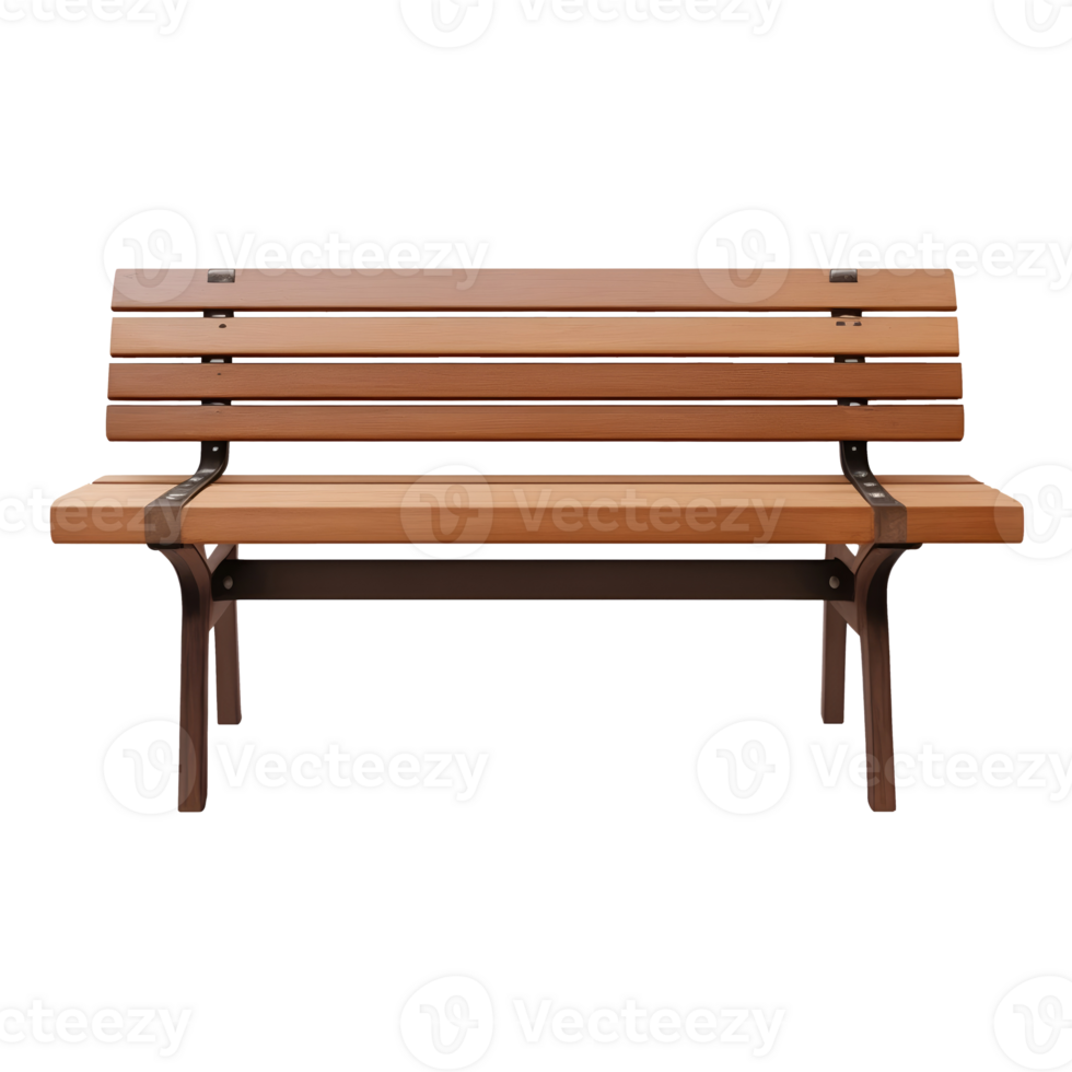 Modern wooden park bench isolated on transparent background png