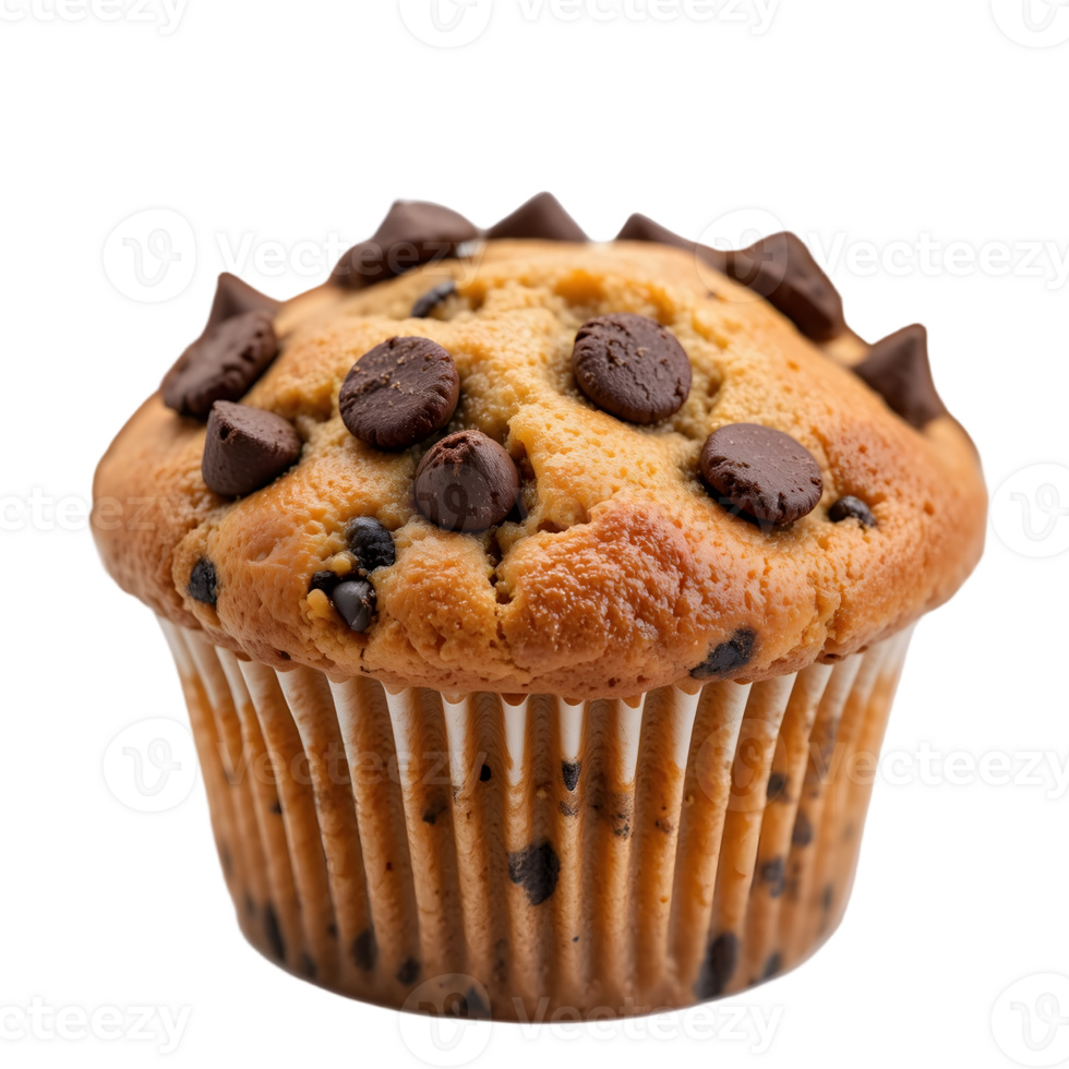 chocolate chip muffin on transparent background png