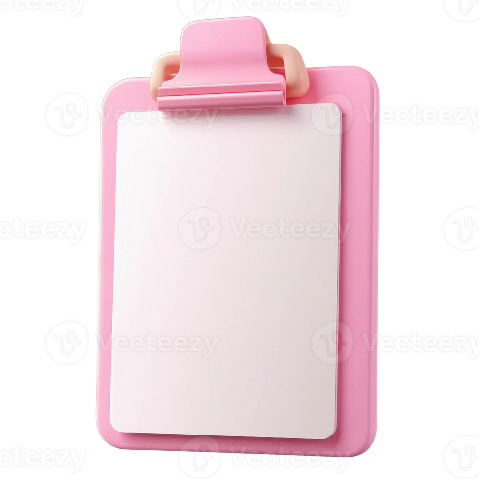 A pink clipboard with a blank sheet of paper png