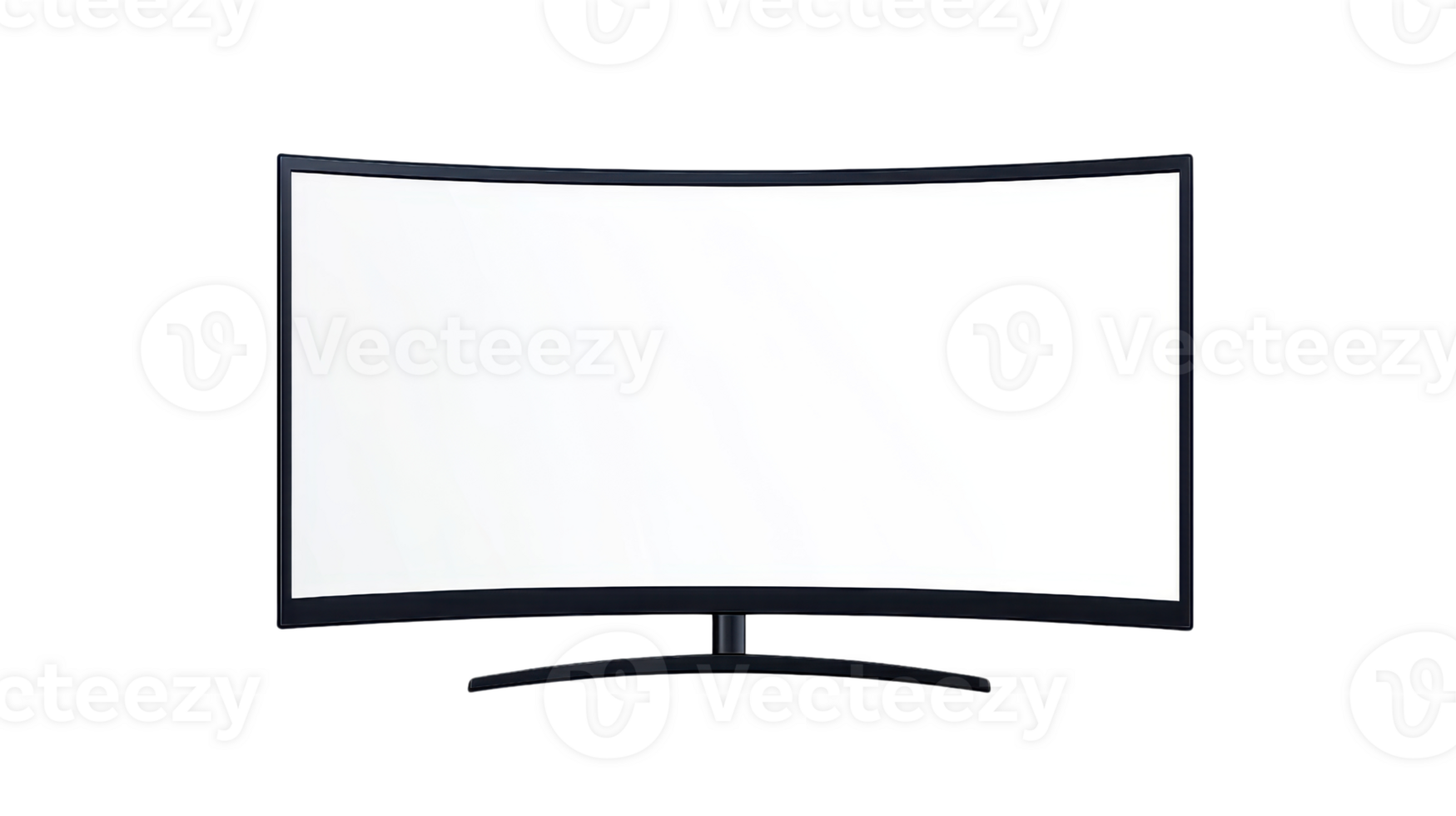A curved monitor with a white screen on it png