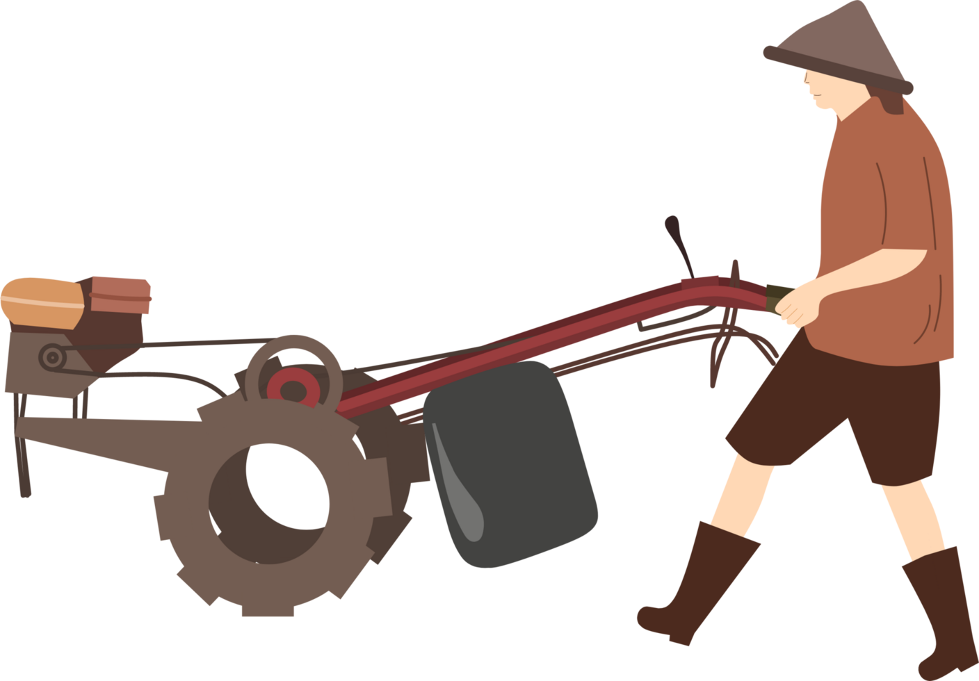 A farmer is plowing a field with a tractor clipart png