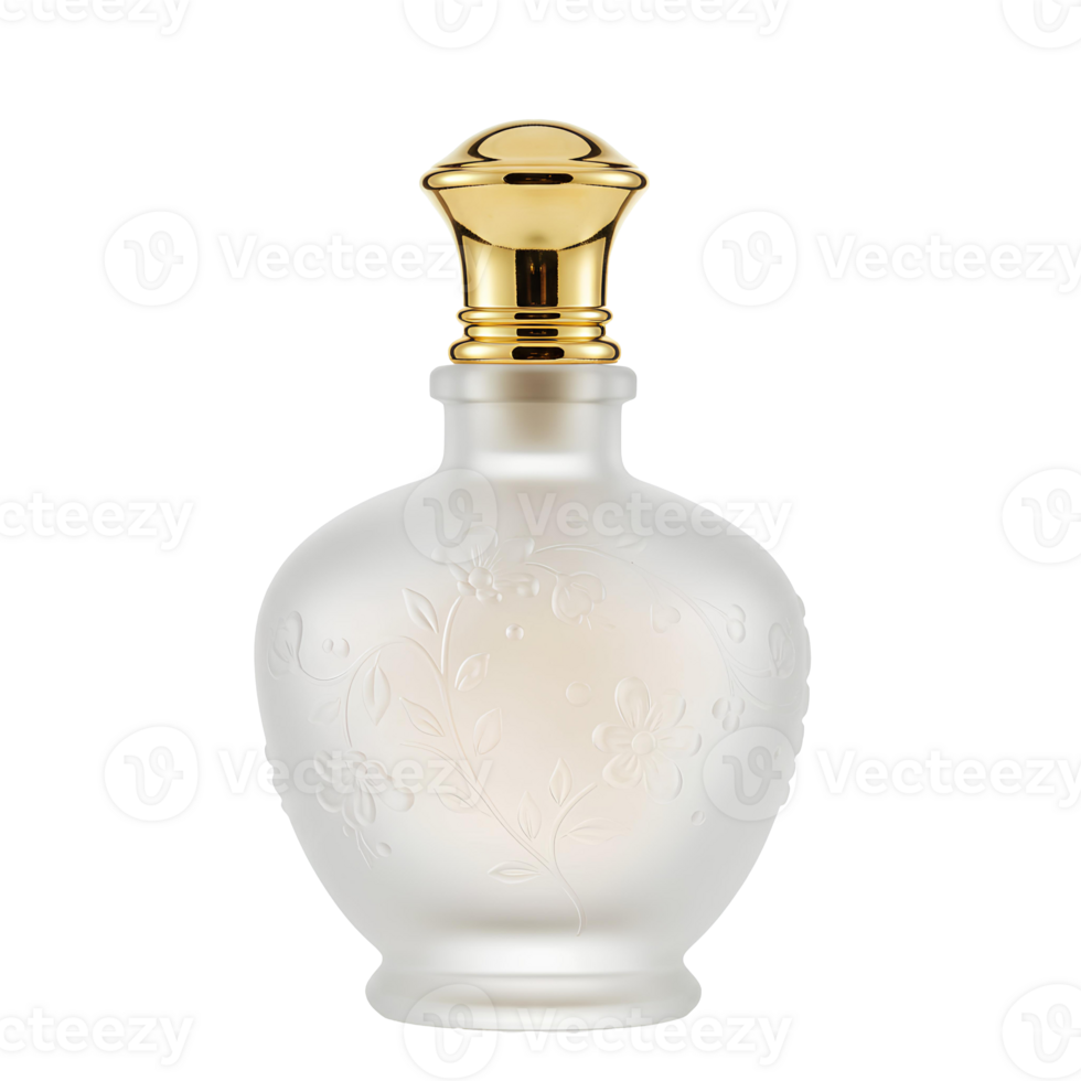 Luxurious empty perfume bottle with clean lines and elegant details, ideal for beauty and fragrance campaigns. Perfect for high-end cosmetic branding and luxury promotional materials png
