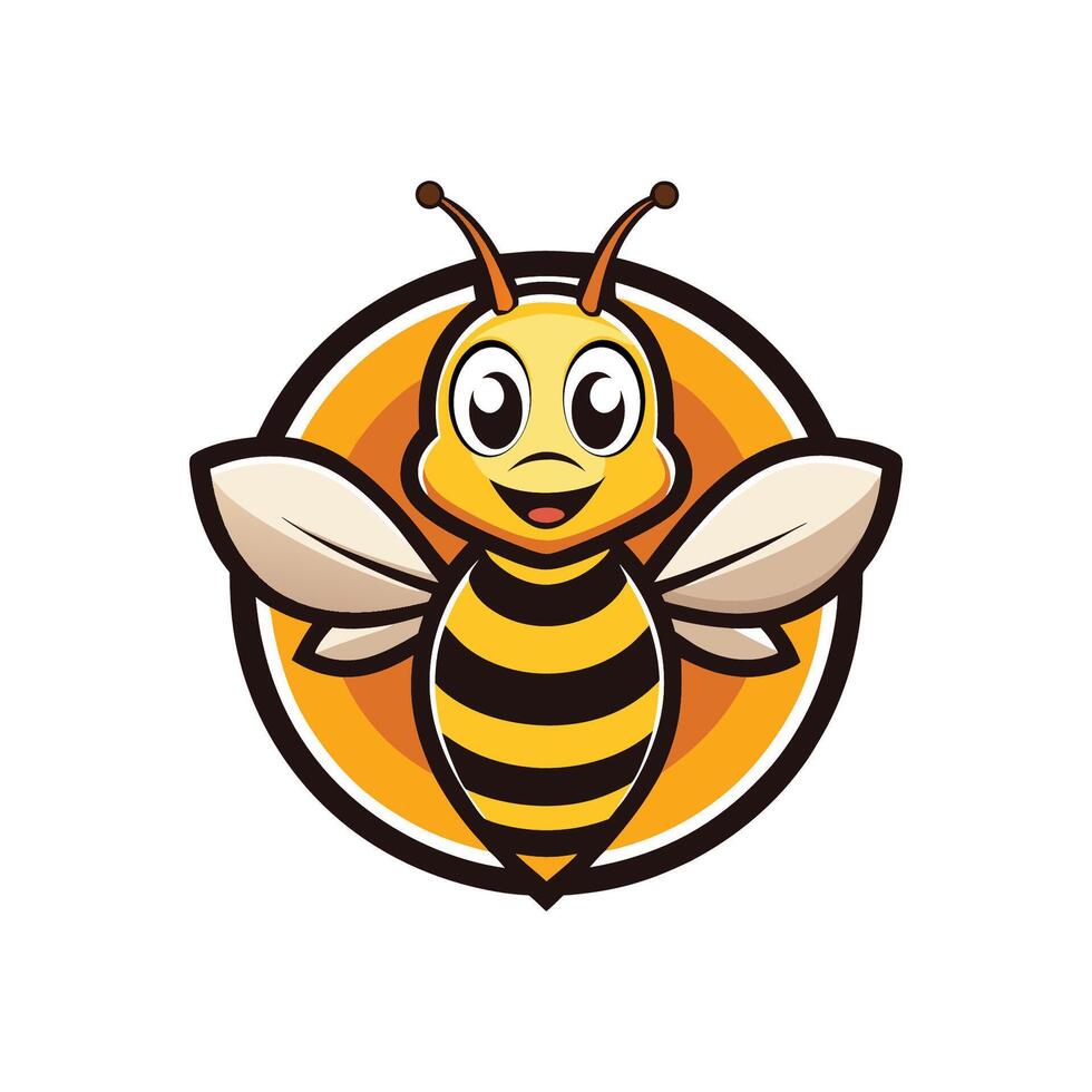 A cartoon bee mascot with a smile on its face vector