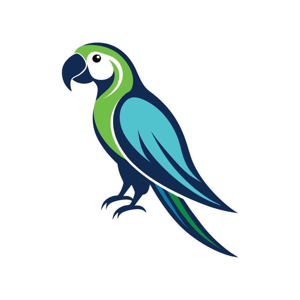A green and blue parrot on a white background vector
