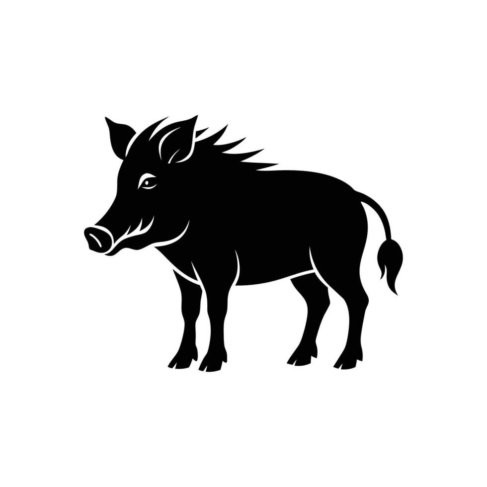 Wild boar silhouette on white background vector