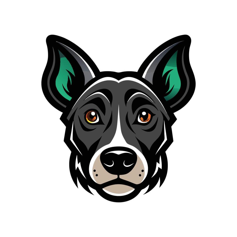 A black dog with green ears and a big nose vector