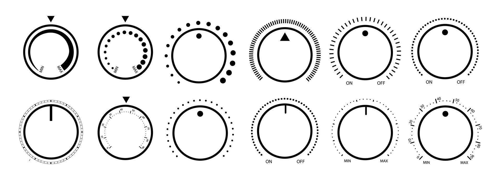 Round scale and controller volume level knob with vector
