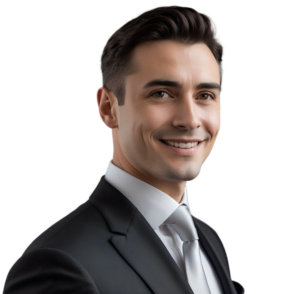 A man in a suit and tie smiling png