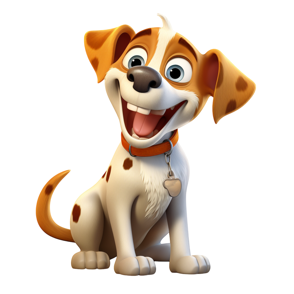 Cheerful cartoon beagle puppy sitting with a big smile png