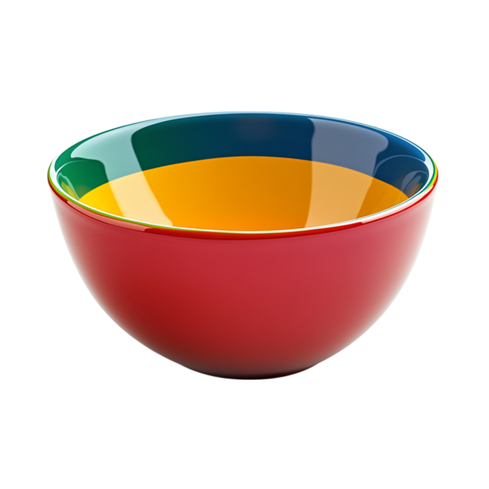 Colorful Red Yellow and Green Ceramic Bowl with Glossy Finish png