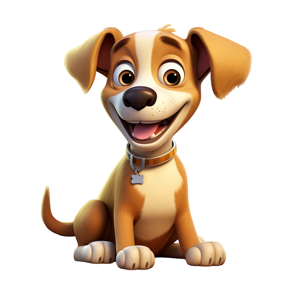 Happy cartoon puppy dog character sitting and smiling png