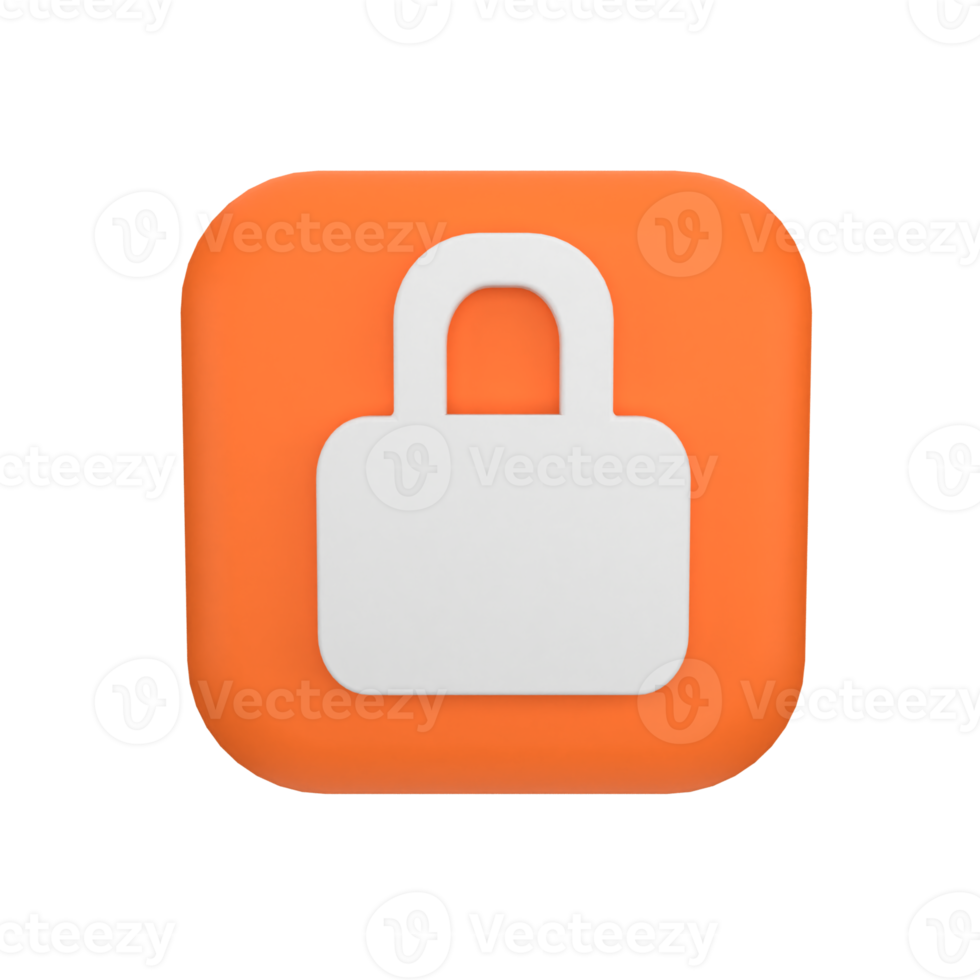 lock button 3d icon png