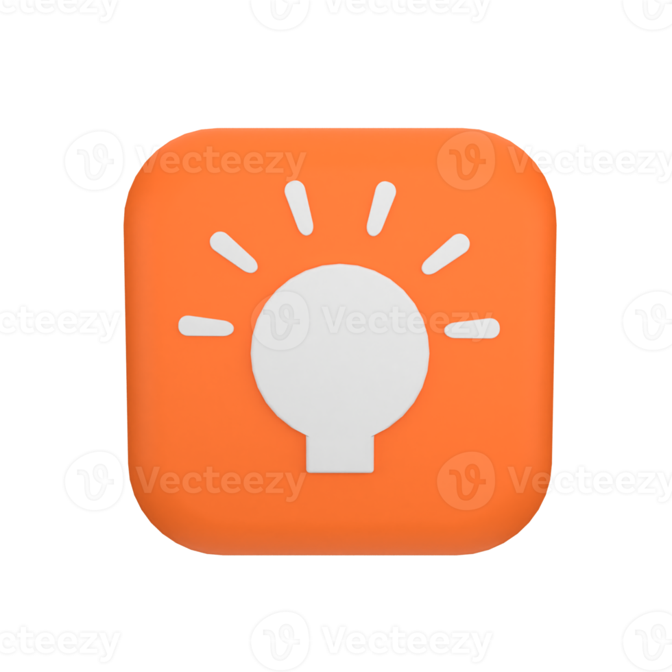 idea lightbulb button 3d icon png