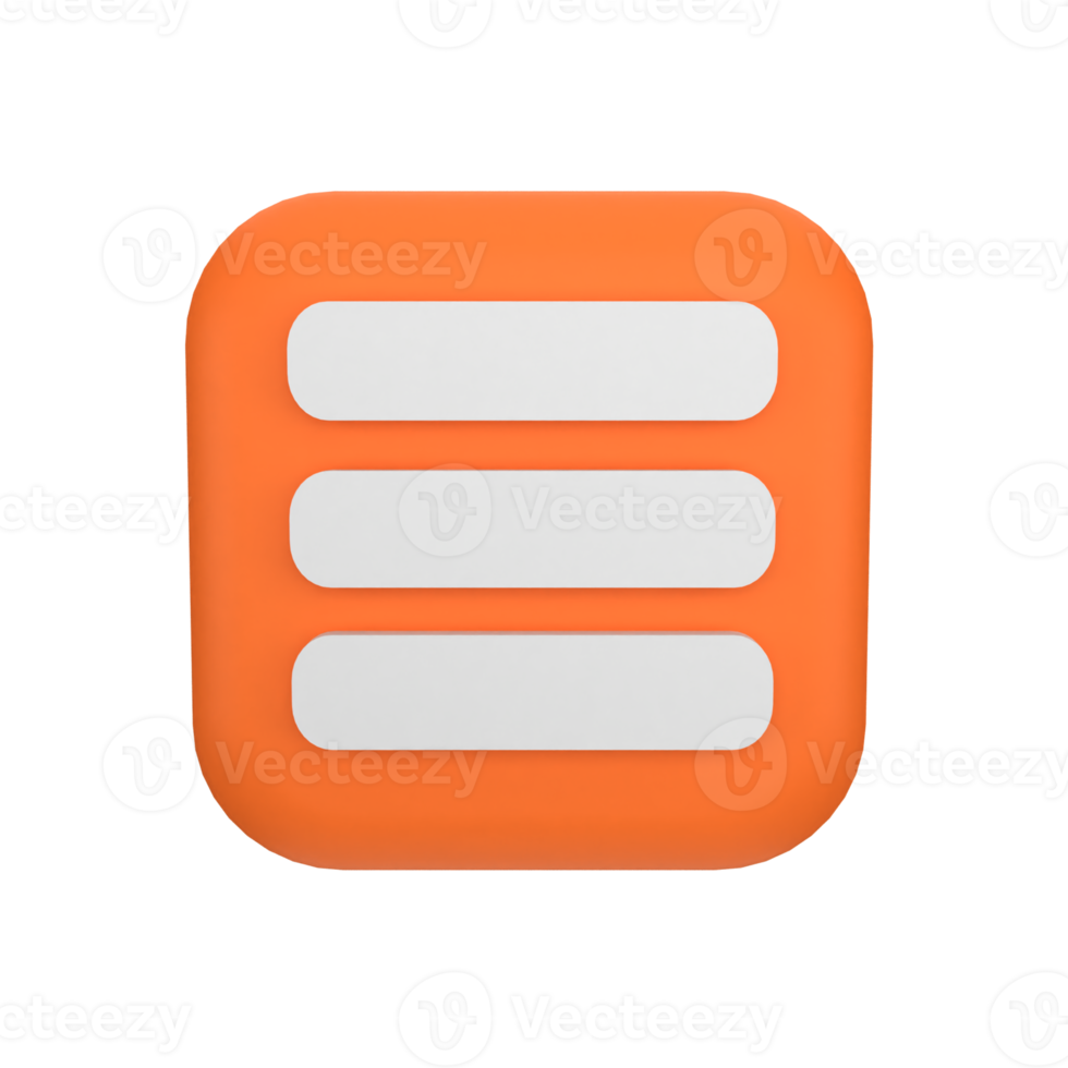 hamburger menu button 3d icon png