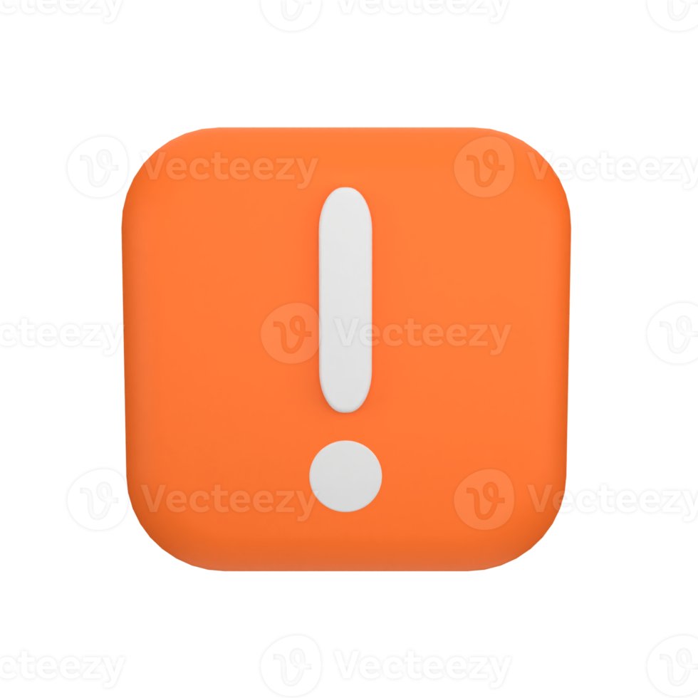 warning exclamination mark button 3d icon png