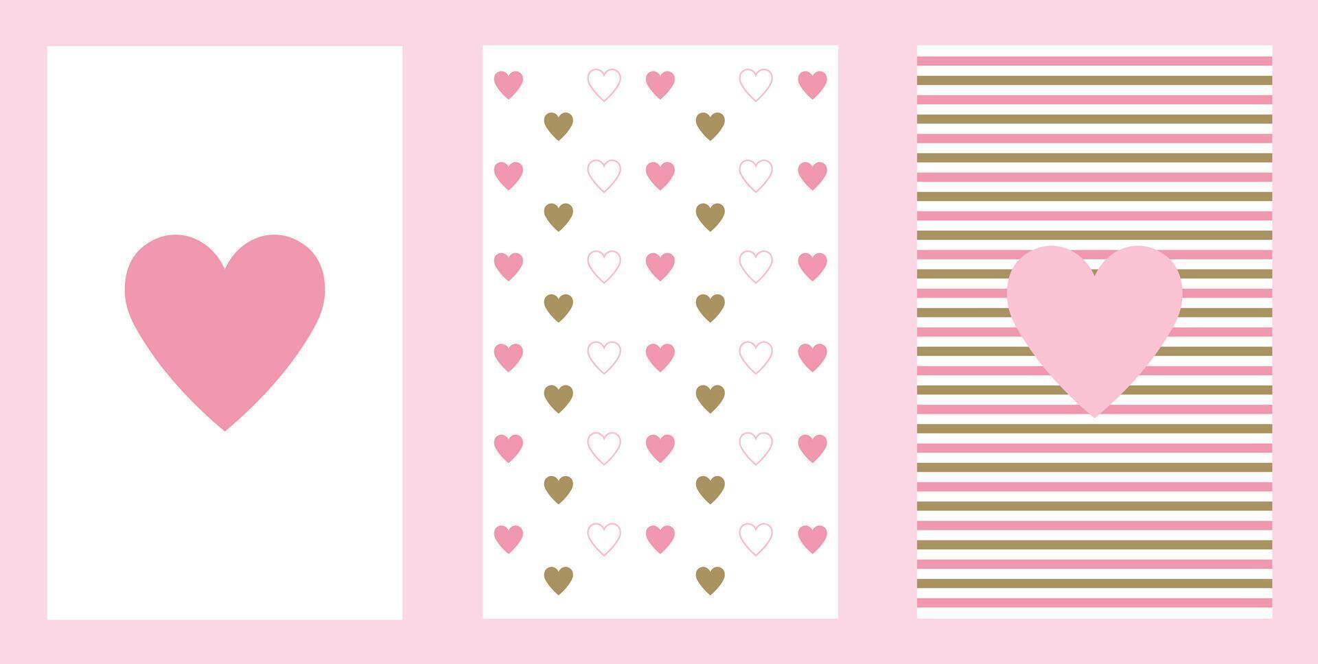 Modern beautiful patterns set with hearts, lovely cards, art, Valentine's day, nice love collection, design for decoration, wrapping paper, print, fabric or textile vector