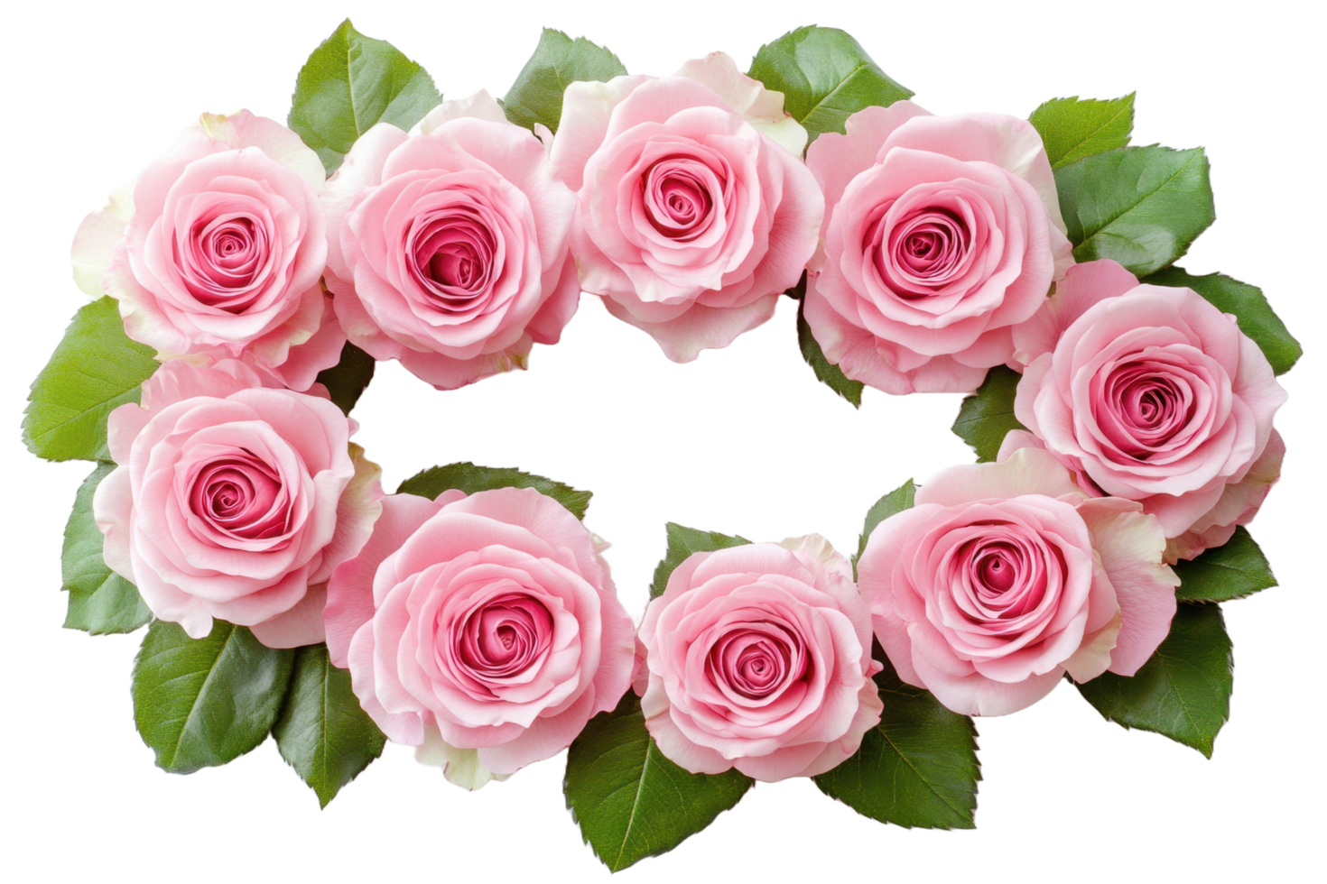 Pink Roses Arranged in a Lovely Floral Wreath Design png