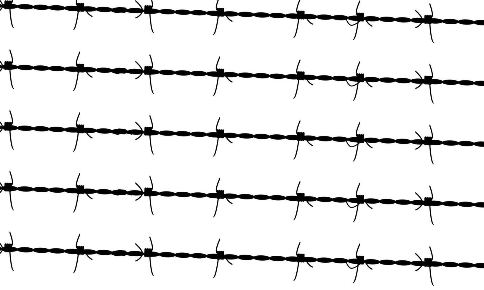 silhouette of the barbed wire fence pattern on white background. vector