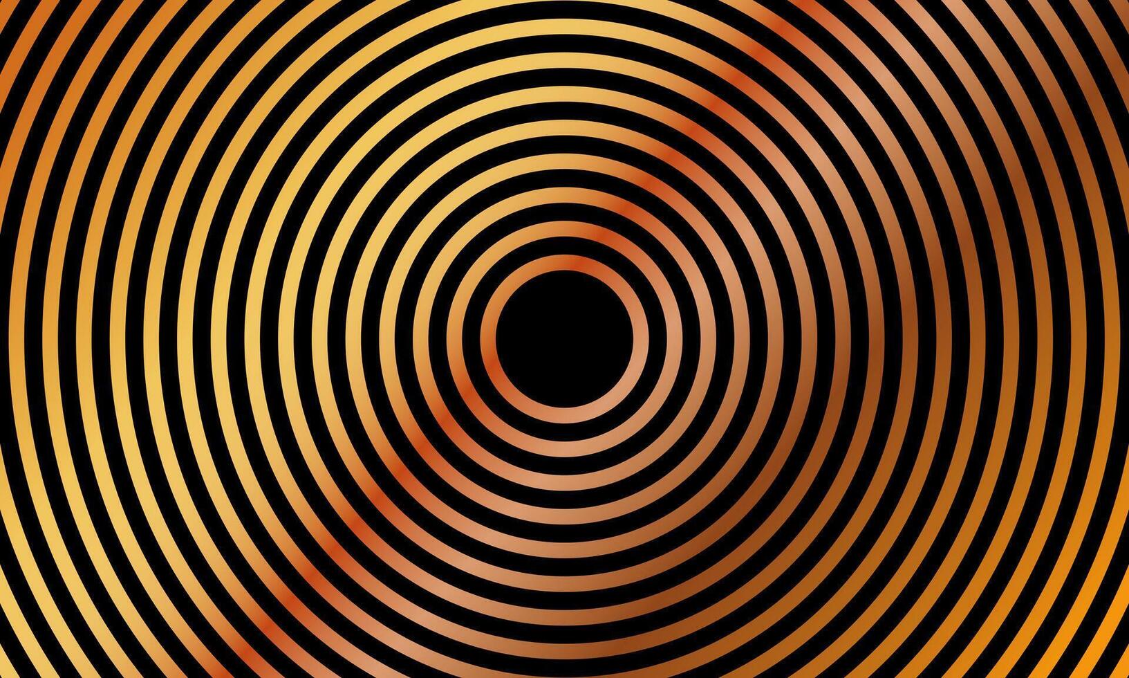 Concentric circle. Circular line pattern glow gold metallic background. vector