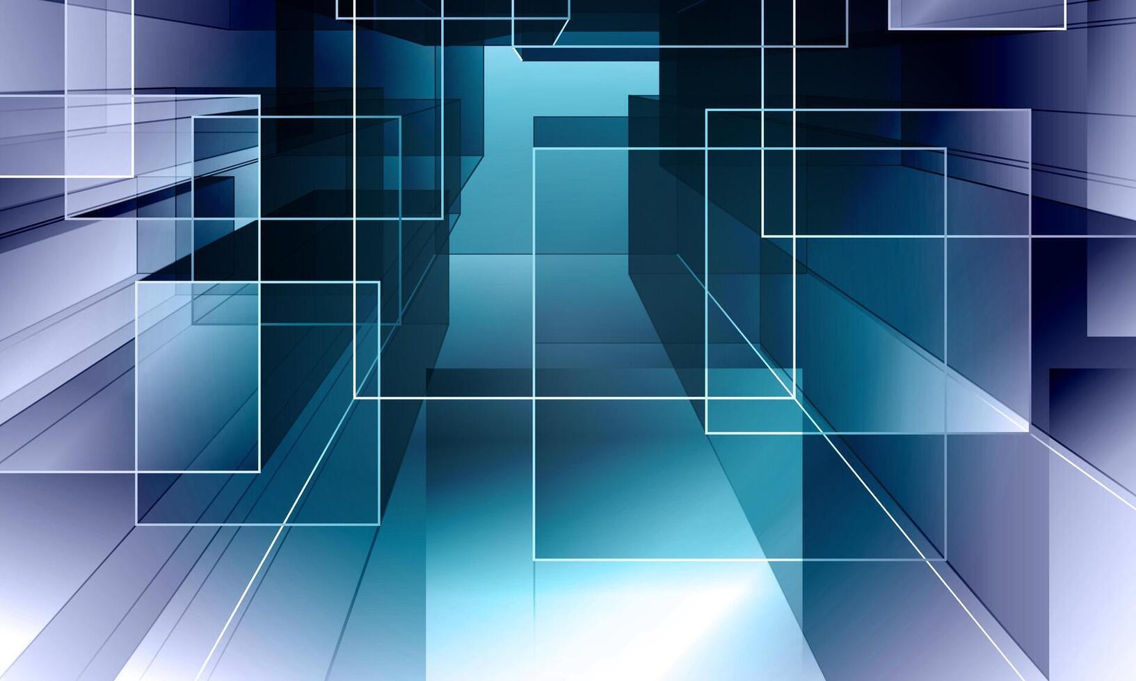 Blue techno abstract background overlap layer on bright space with glowing squares decoration. vector
