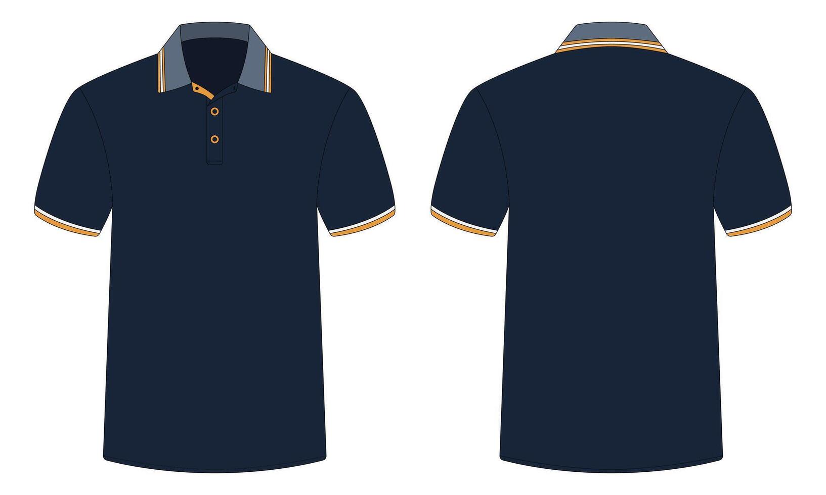 Navy blue polo shirt mockup front and back view vector
