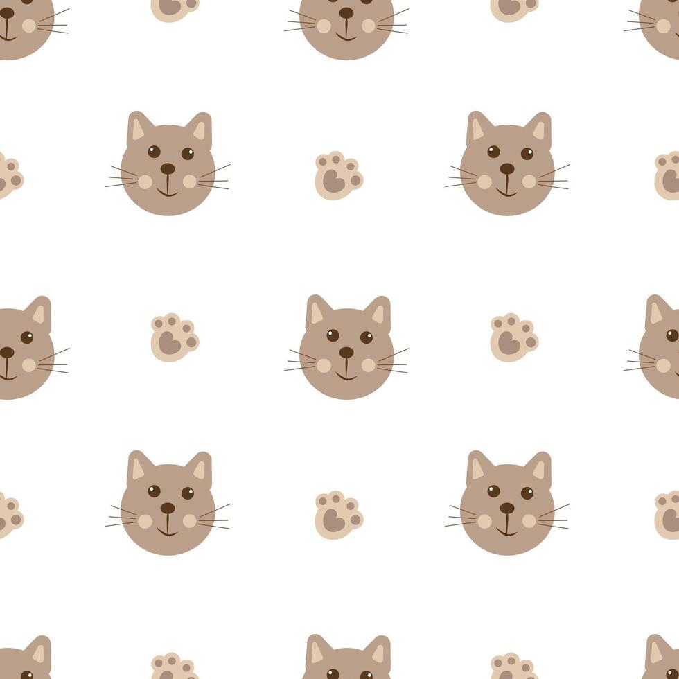 Seamless patern with brown cats on a white background vector