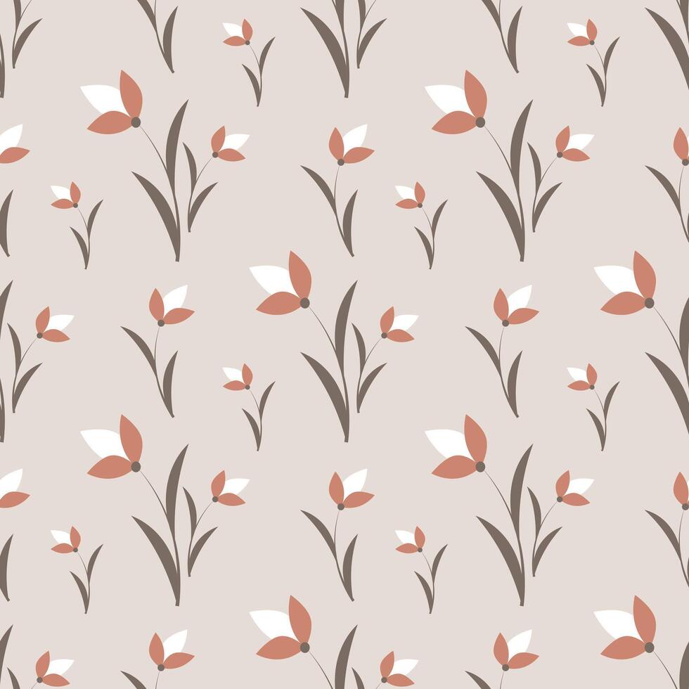 Seamless pattern with tulips on a beige background vector