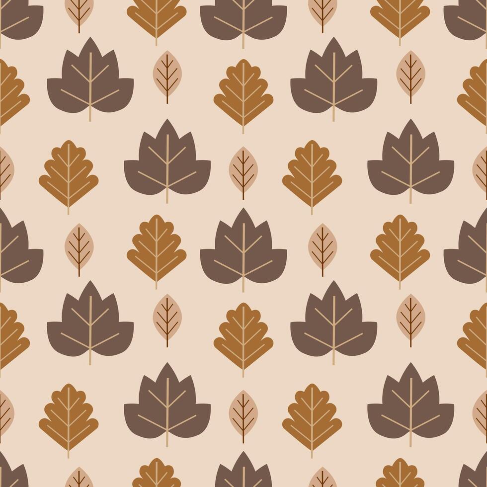 Seamless pattern with autumn leaves on a beige background vector