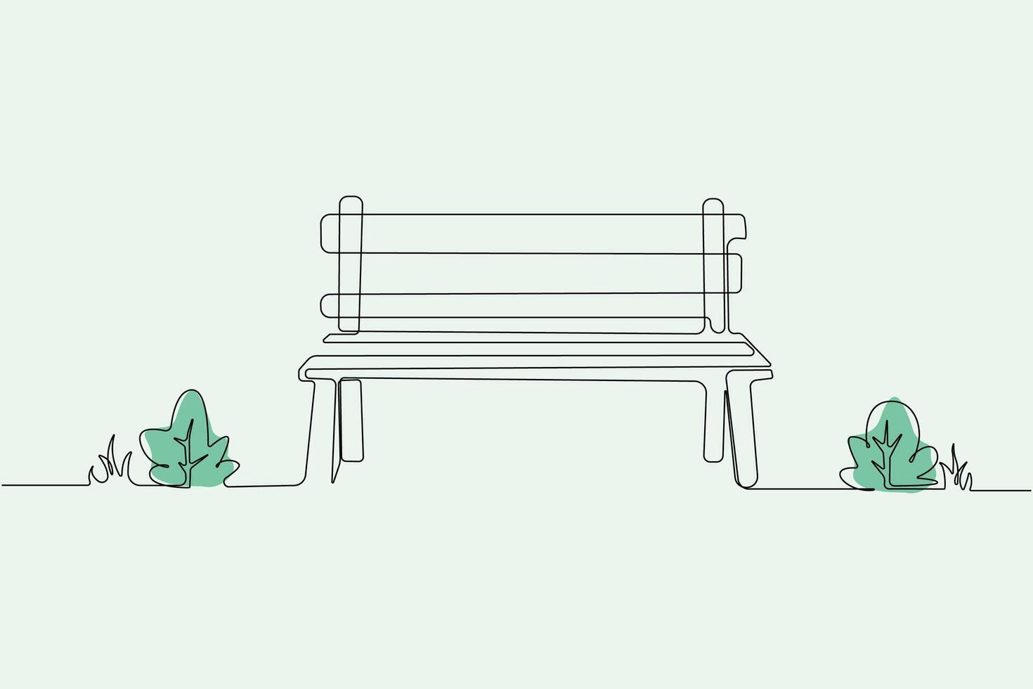 Park with tree and bench theme background. Wooden bench with a tree continuous line drawing vector