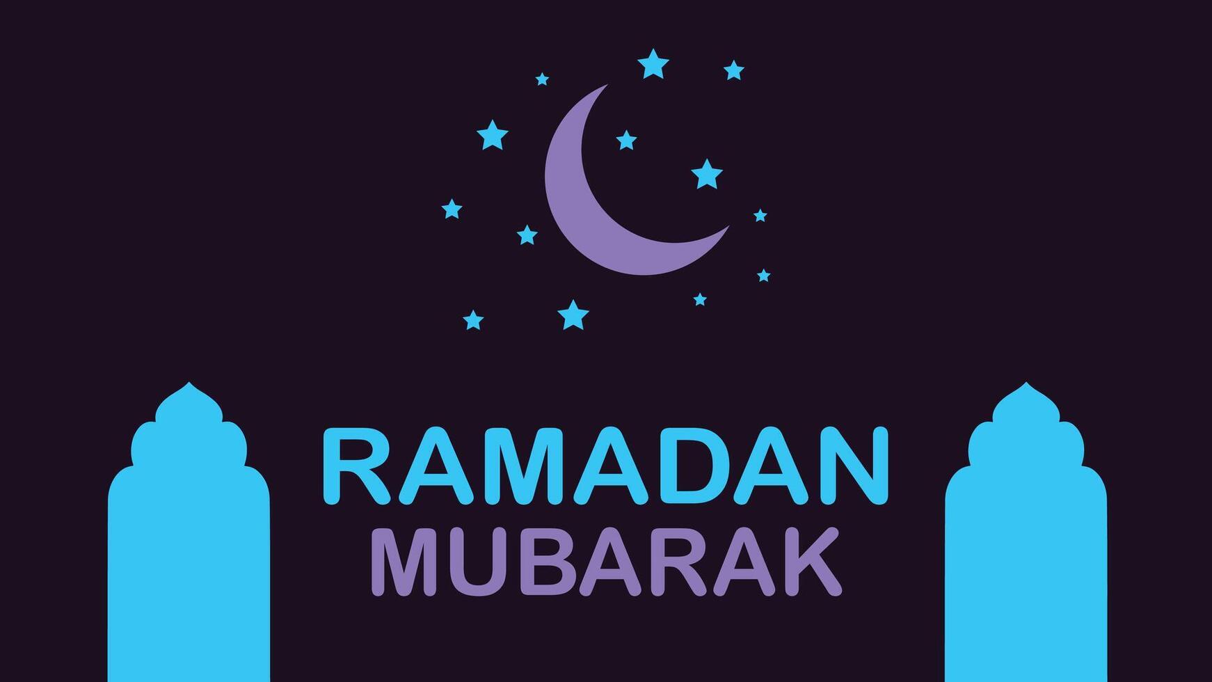 Ramadan Mubarak Greeting Card with Mosque Silhouette vector