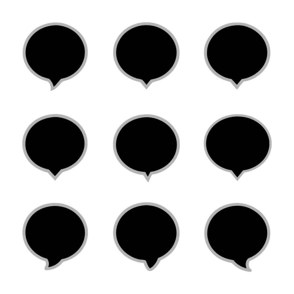 set of black and white speech bubbles vector