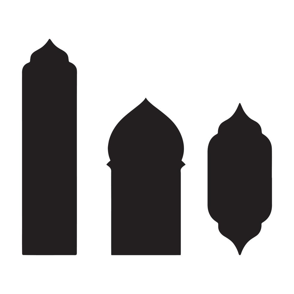 Arabic Islamic Windows Icon Set featuring a Mosque Minaret Silhouette, designed as an Illustration for Text Box Collection. vector