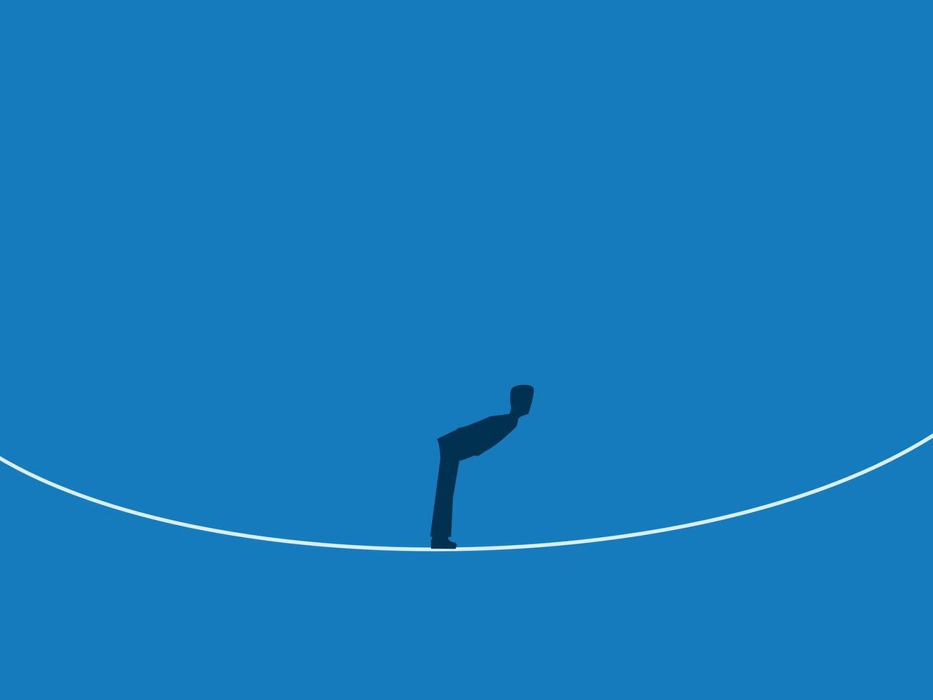 Businessman solves obstacles on a thin rope vector