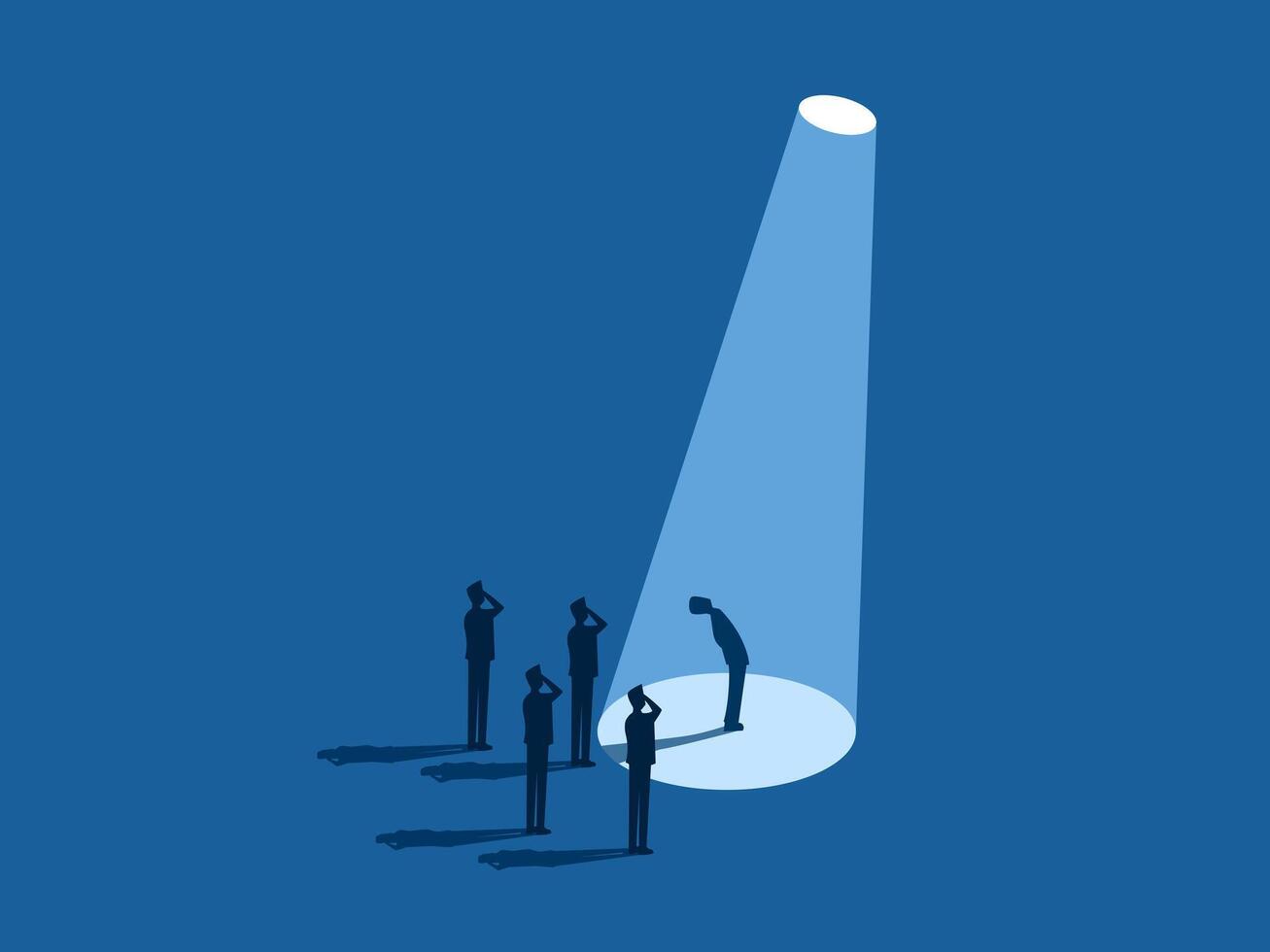 Difference, businessmen stand out in the spotlight. vector