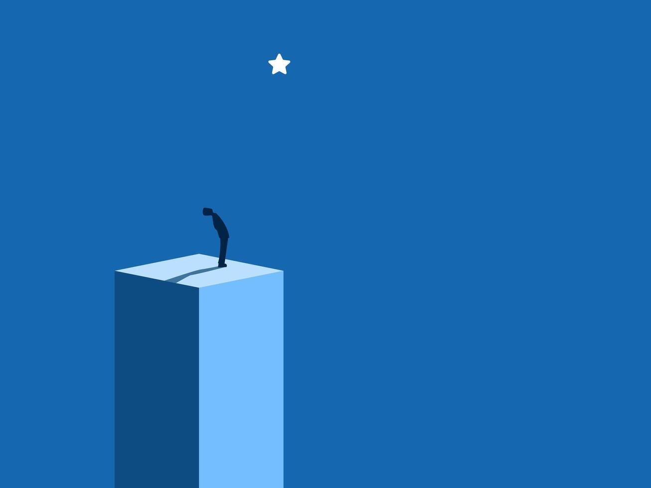 Ambition, Success, Determination, Businessman Looking Up at the Stars vector