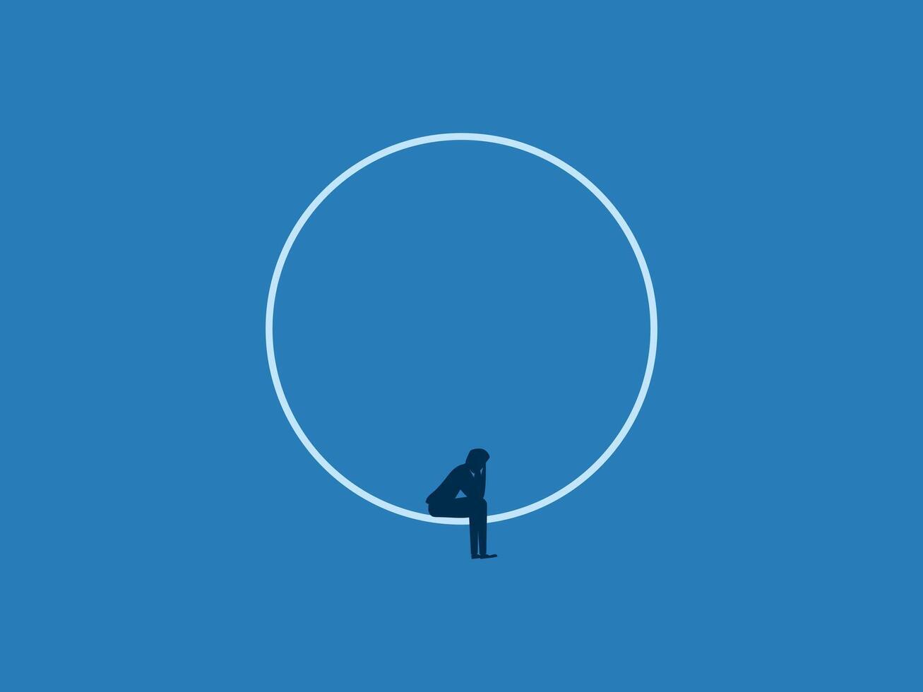 Sadness and sorrow, stressed businessman sitting in the same cycle of life vector