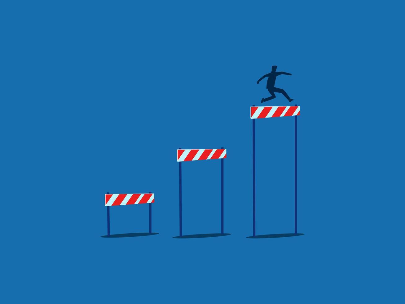 Overcoming bigger obstacles, hurdle jumper. vector