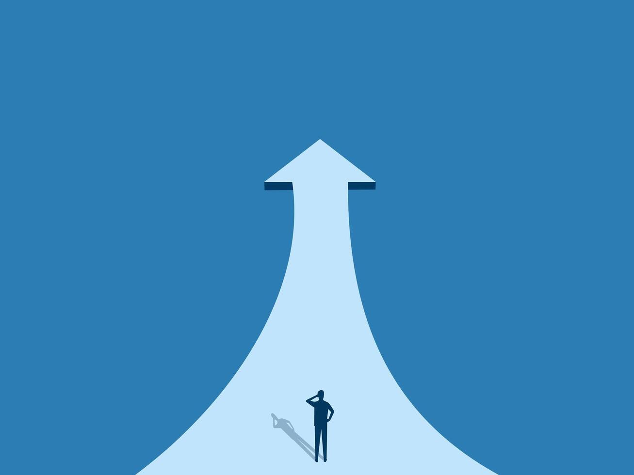 Ambition, Businessman on Growth Arrow vector