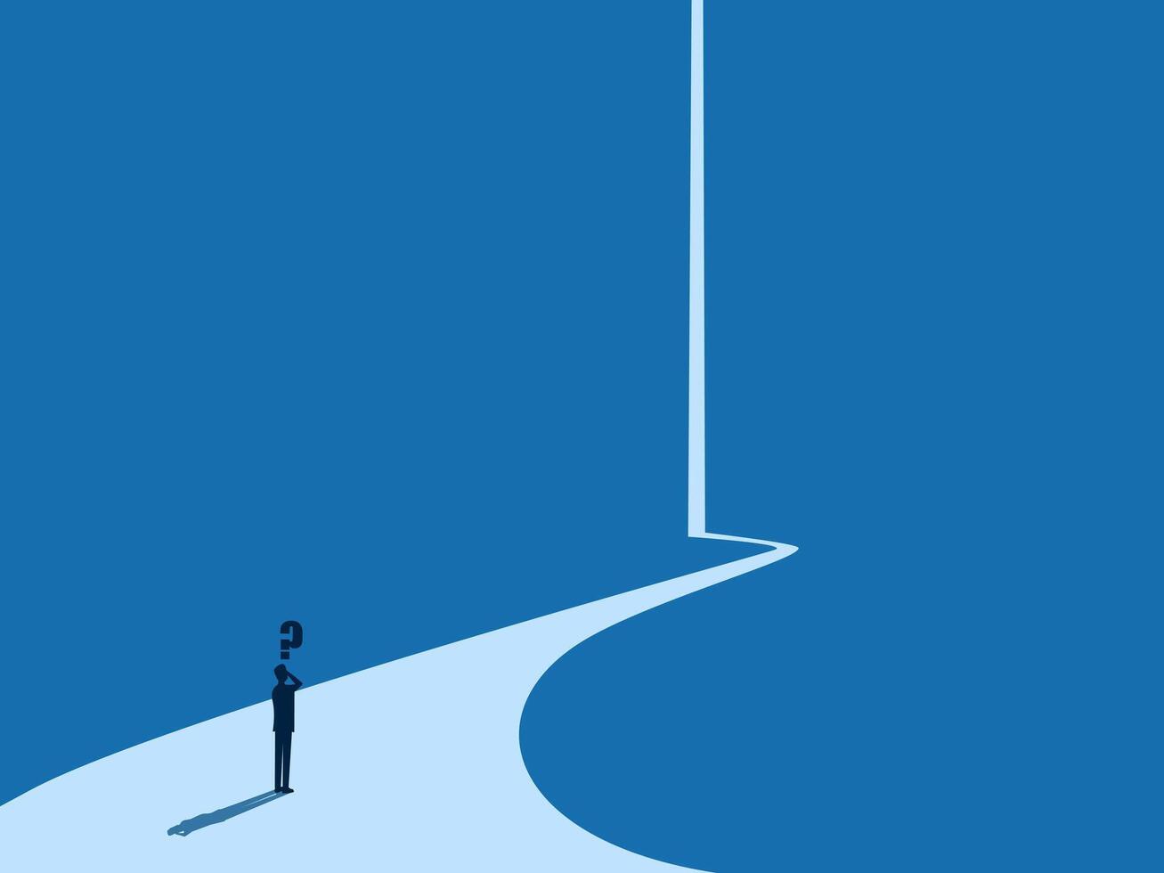 Career road, businessman thinks on a long and growing road vector