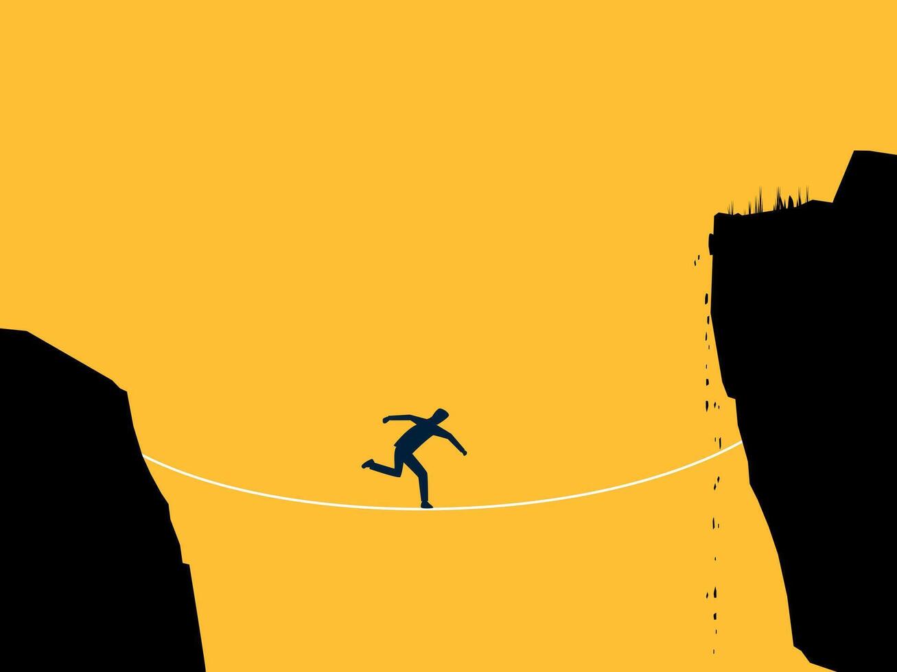 High Risk, Man Walking on a Single Rope vector
