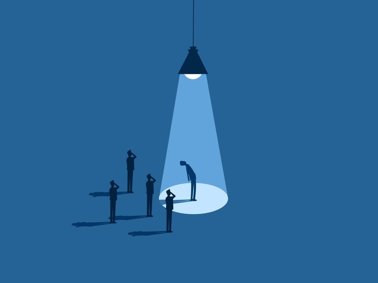 Recruiting talented people, Businessman standing out under the spotlight vector