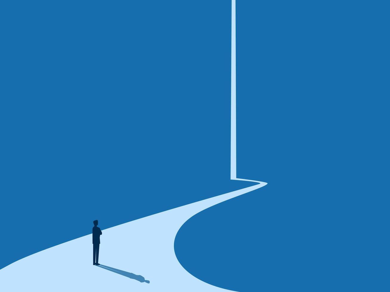 Confident businessman on a long and growing road vector